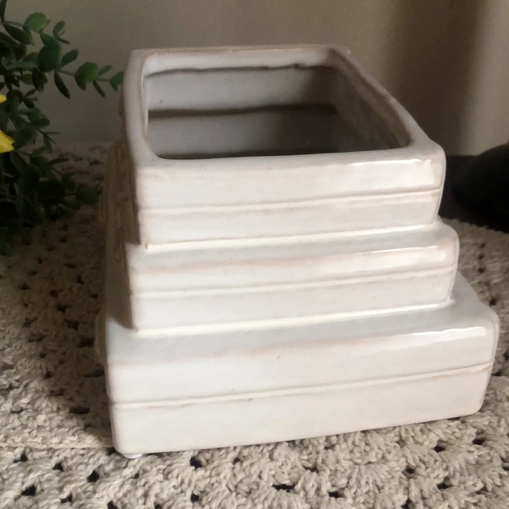 Stack of Vintage Suitcases Ceramic Planter Pot